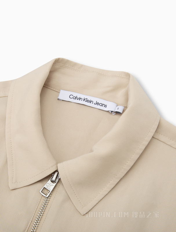Calvin Klein 23春季新款女士时尚LOGO织带收腰拉链翻领连衣裙J221119