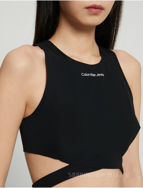 Calvin Klein 23春季新款女士潮流短款字母印花拉链吊带背心J221068