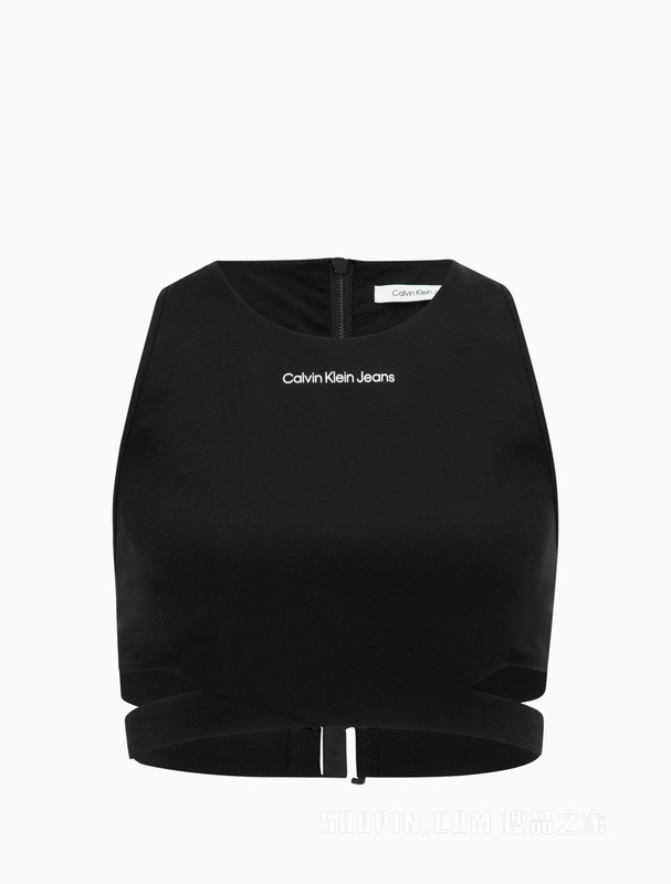 Calvin Klein 23春季新款女士潮流短款字母印花拉链吊带背心J221068