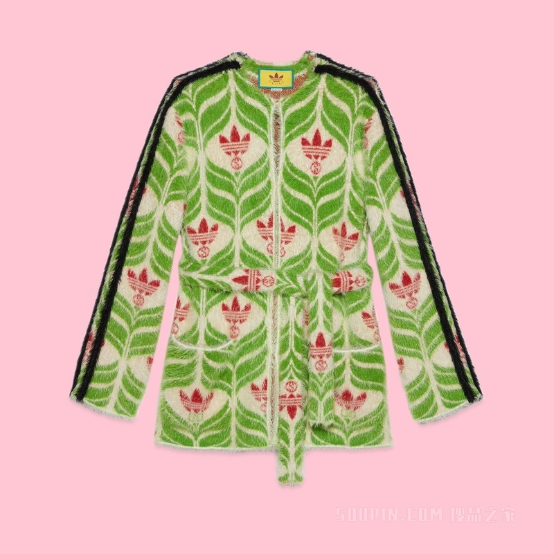adidas x Gucci联名系列GG Trefoil开衫 绿色和红色
