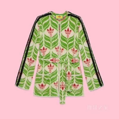 adidas x Gucci联名系列GG Trefoil开衫 绿色和红色