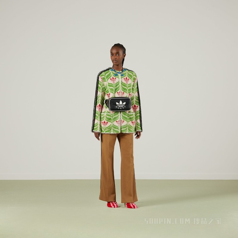 adidas x Gucci联名系列GG Trefoil开衫 绿色和红色