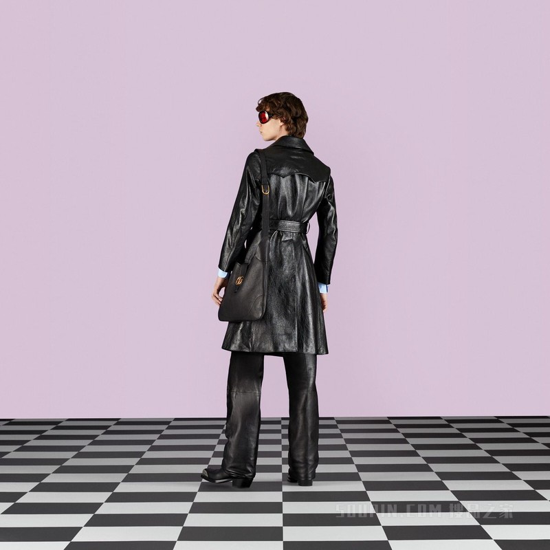 黑色皮革长裤 黑色