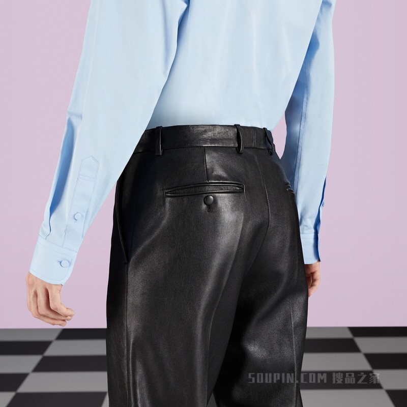 黑色皮革长裤 黑色