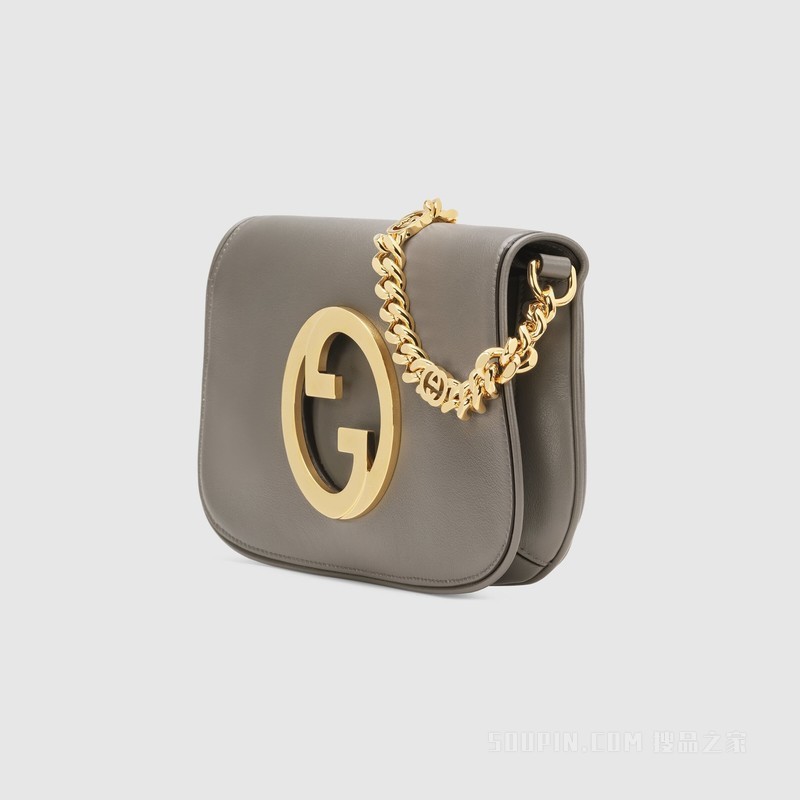 Gucci Blondie系列肩背包 浅灰色皮革