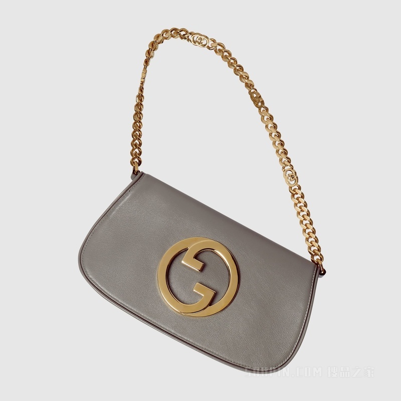 Gucci Blondie系列肩背包 浅灰色皮革