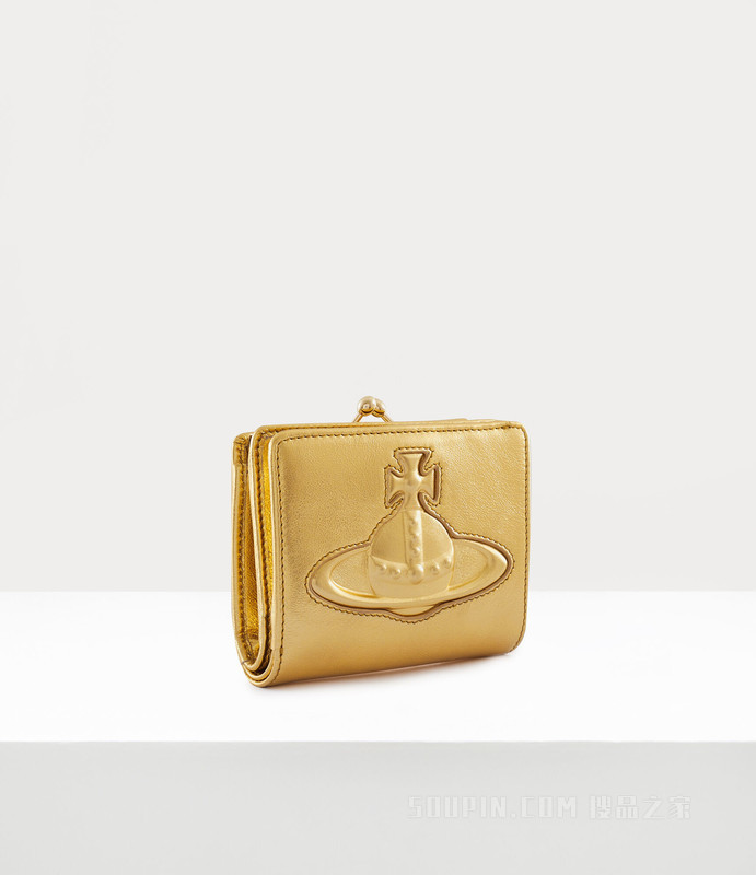 Metallic Injected Orb Wallet Frame Pocket