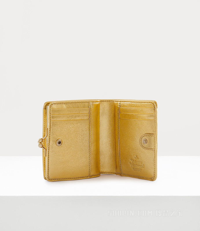 Metallic Injected Orb Wallet Frame Pocket