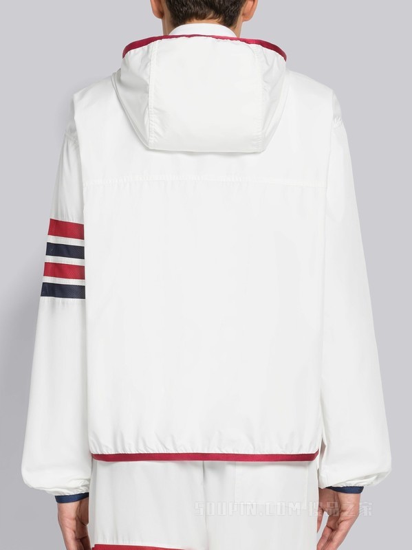 男士四条纹防裂尼龙拉链连帽衫