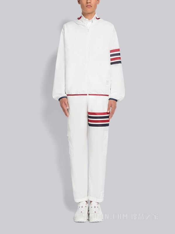 男士四条纹防裂尼龙拉链连帽衫