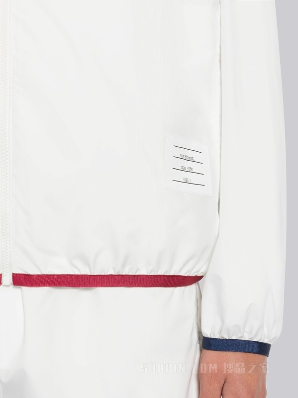 男士四条纹防裂尼龙拉链连帽衫