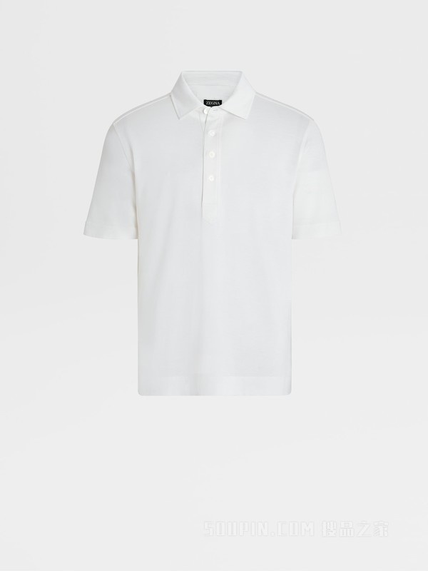 白色 Leggerissimo 棉及桑蚕丝短袖 Polo 衫