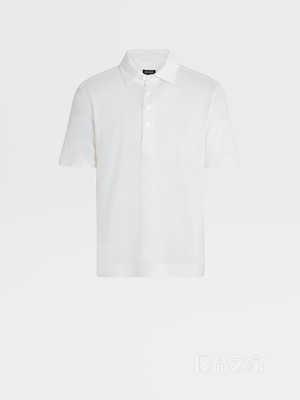 白色 Leggerissimo 棉及桑蚕丝短袖 Polo 衫