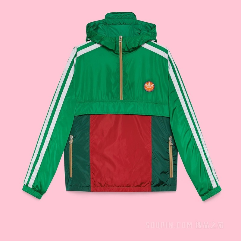 adidas x Gucci联名系列降落伞尼龙夹克 蓝色