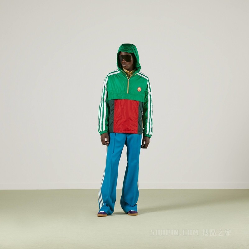 adidas x Gucci联名系列降落伞尼龙夹克 蓝色