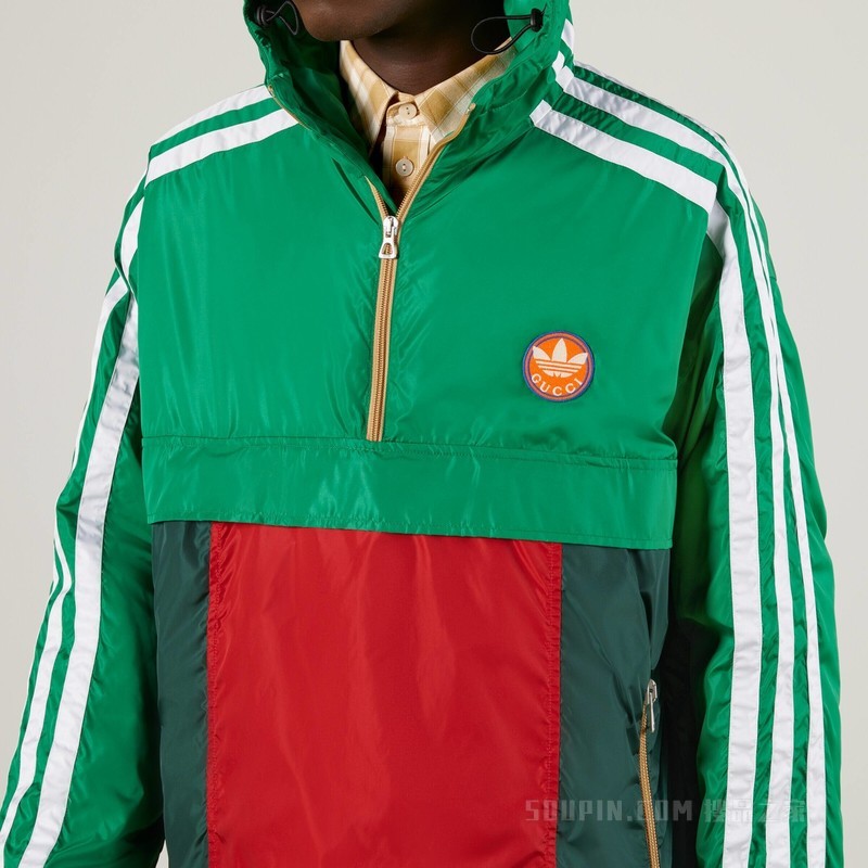 adidas x Gucci联名系列降落伞尼龙夹克 蓝色