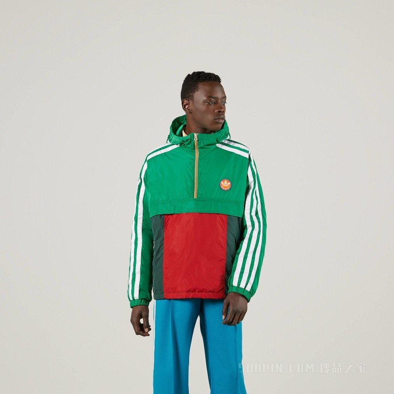 adidas x Gucci联名系列降落伞尼龙夹克 蓝色