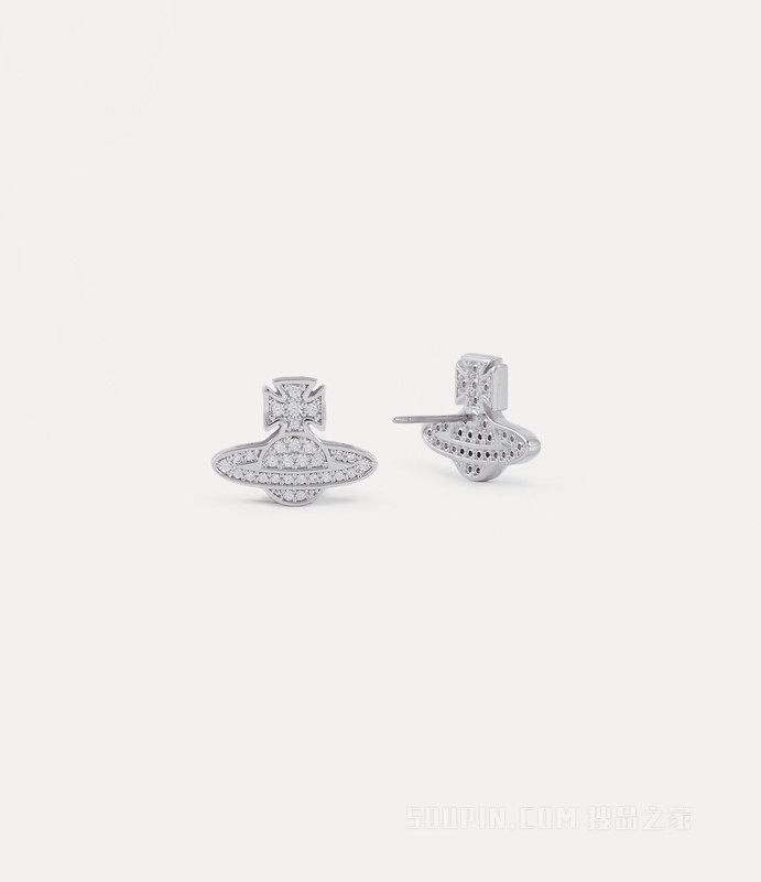 Romina Pave Orb Earrings Silver-Tone