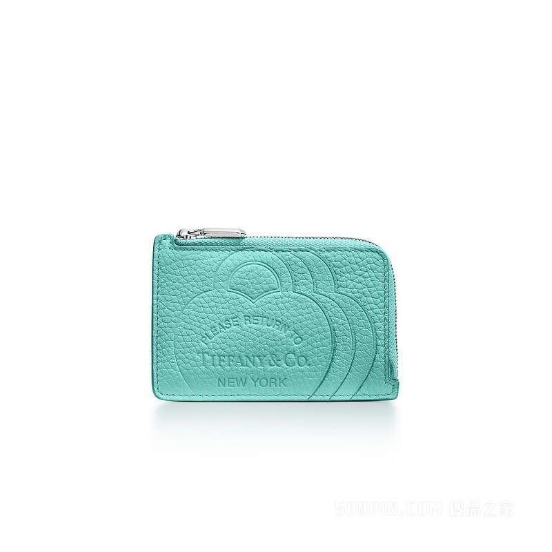 Return to Tiffany™ 系列 Tiffany Blue® 蒂芙尼蓝色皮革拉链卡包
