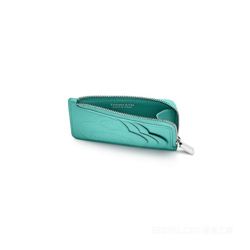 Return to Tiffany™ 系列 Tiffany Blue® 蒂芙尼蓝色皮革拉链卡包
