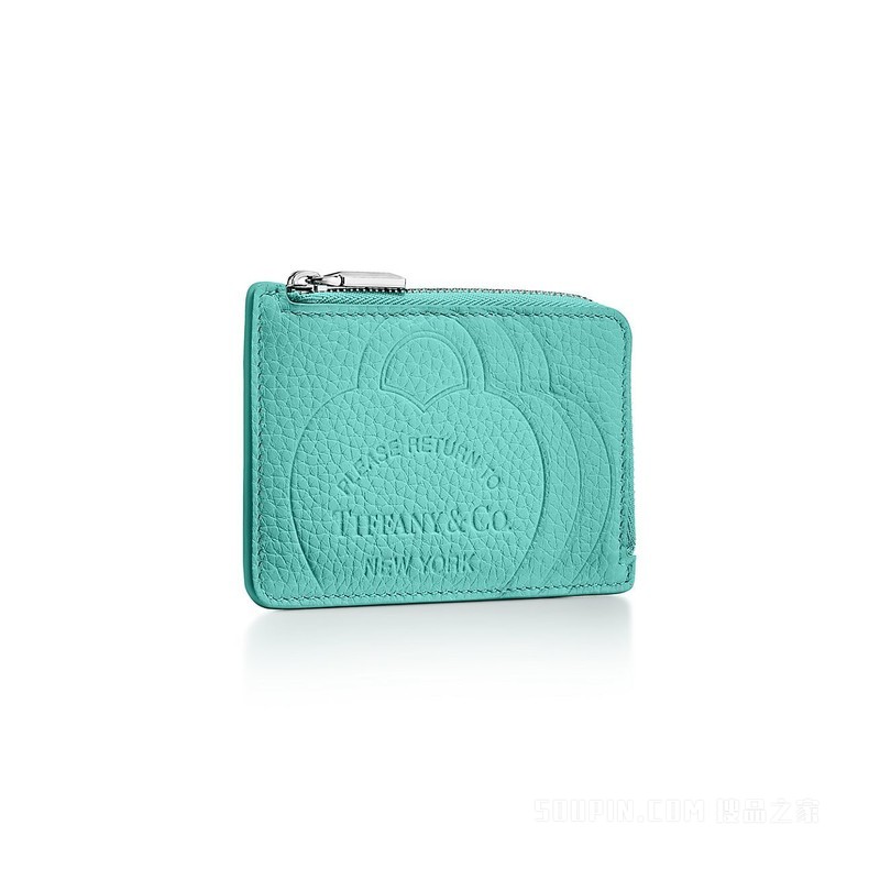 Return to Tiffany™ 系列 Tiffany Blue® 蒂芙尼蓝色皮革拉链卡包