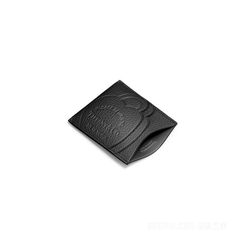 Return to Tiffany™ 系列黑色皮革卡包