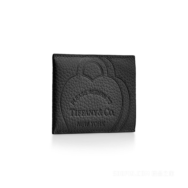 Return to Tiffany™ 系列黑色皮革卡包