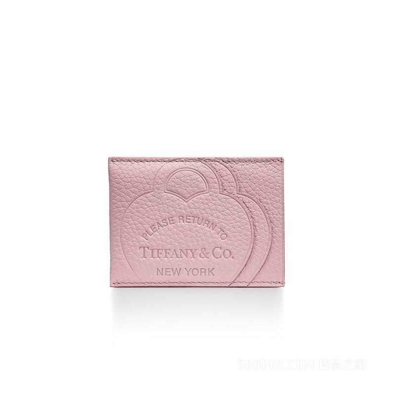 Return to Tiffany™ 系列水晶粉色皮革卡包