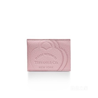 Return to Tiffany™ 系列水晶粉色皮革卡包