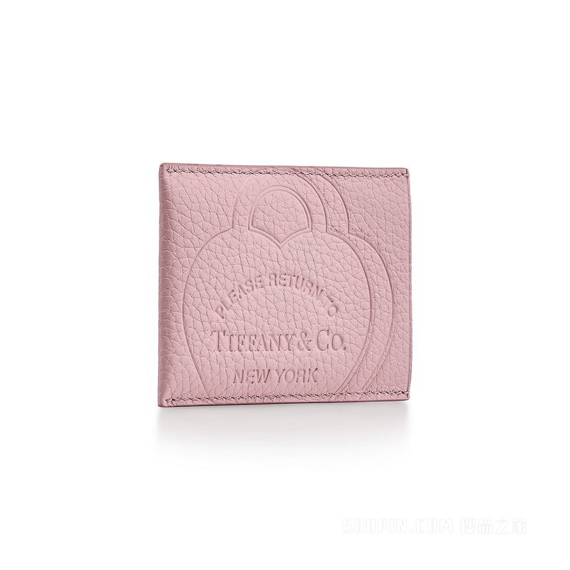 Return to Tiffany™ 系列水晶粉色皮革卡包