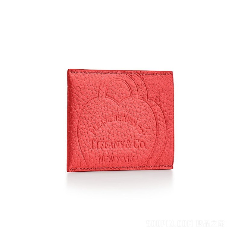 Return to Tiffany™ 系列木槿红色皮革卡包
