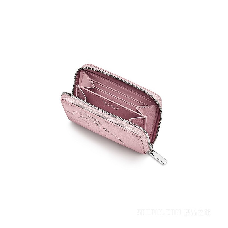 Return to Tiffany™ 系列水晶粉色皮革小号拉链钱包