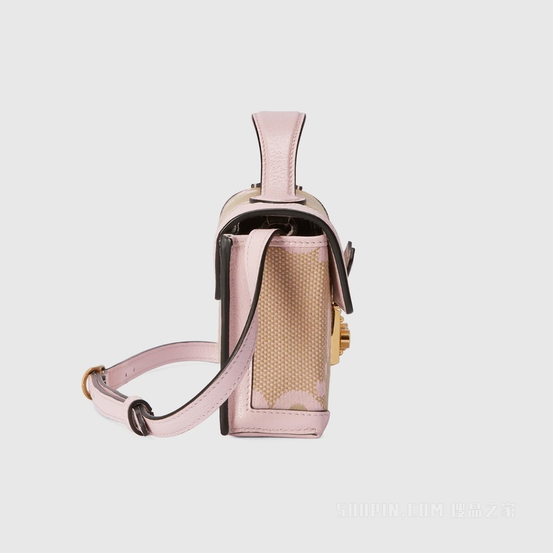 Padlock系列超级双G迷你手袋 米色和粉色帆布
