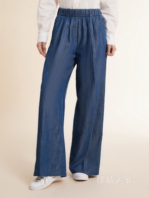 23新款春季女装时尚简约金属标松紧腰直筒休闲裤76J4049