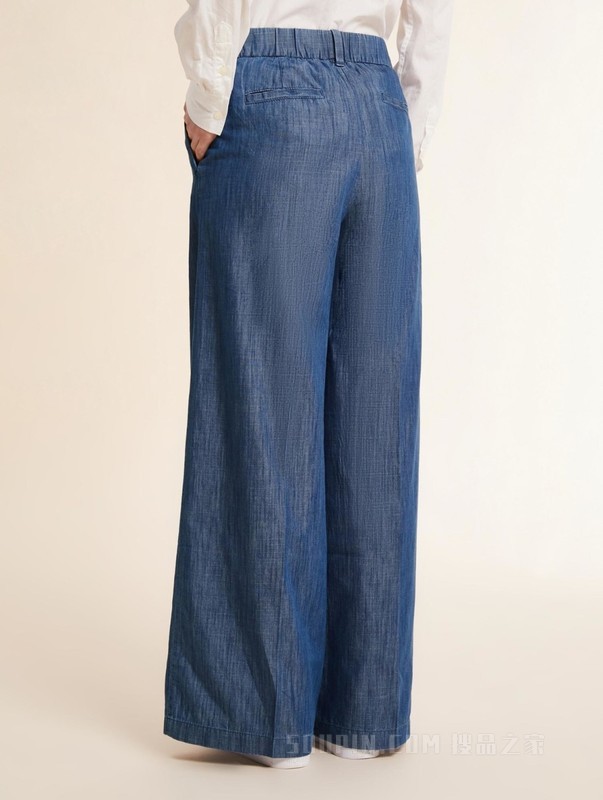 23新款春季女装时尚简约金属标松紧腰直筒休闲裤76J4049