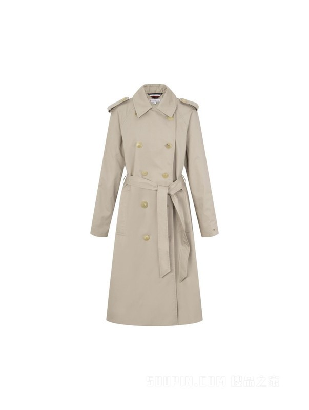 23新款春季女装经典双排扣系带长款风衣外套WW0WW36960