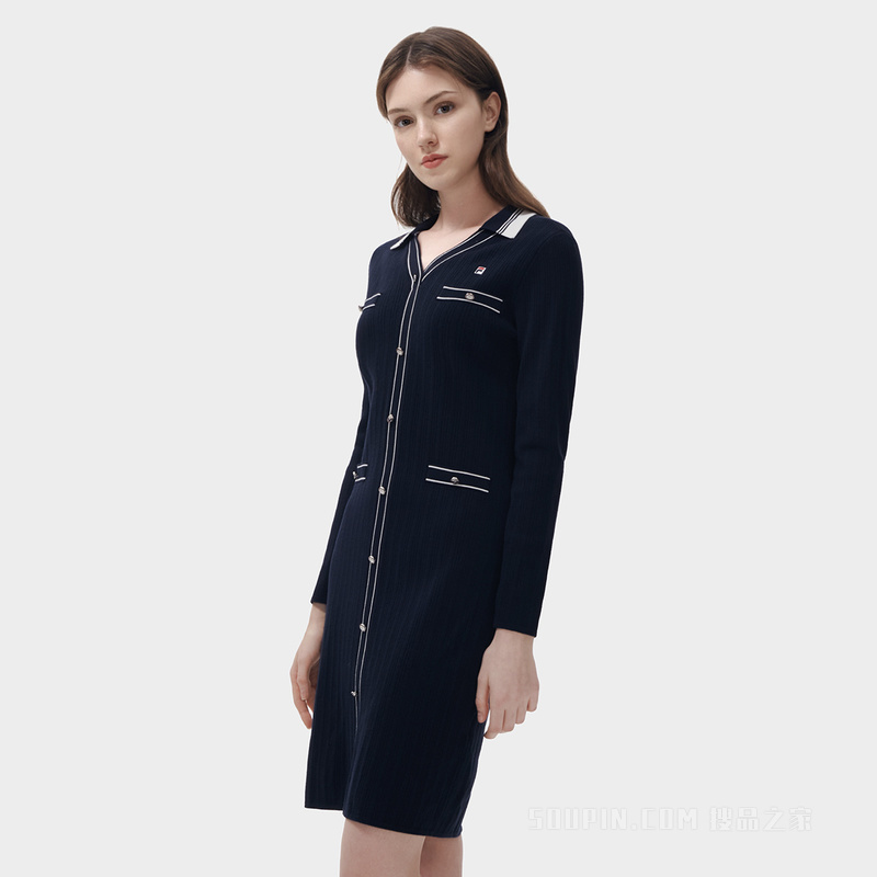 女子经典商务V领时尚连衣裙