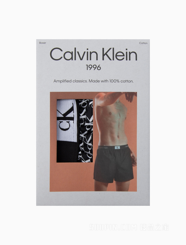 【CK96】Calvin Klein 23春季男经典循环LOGO全棉透气宽松平角内裤NB3411