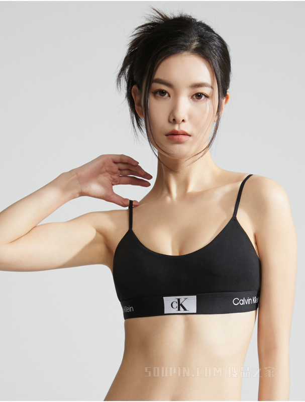 【CK96】Calvin Klein 23春季女循环LOGO舒适薄垫细肩带棉质文胸QF7216AD