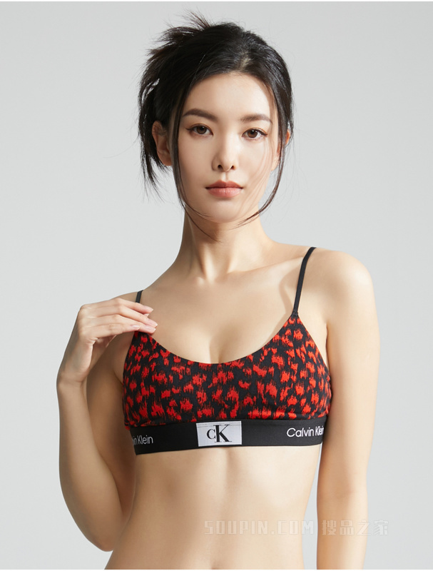 【CK96】Calvin Klein 23春季女循环LOGO舒适薄垫细肩带棉质文胸QF7216AD