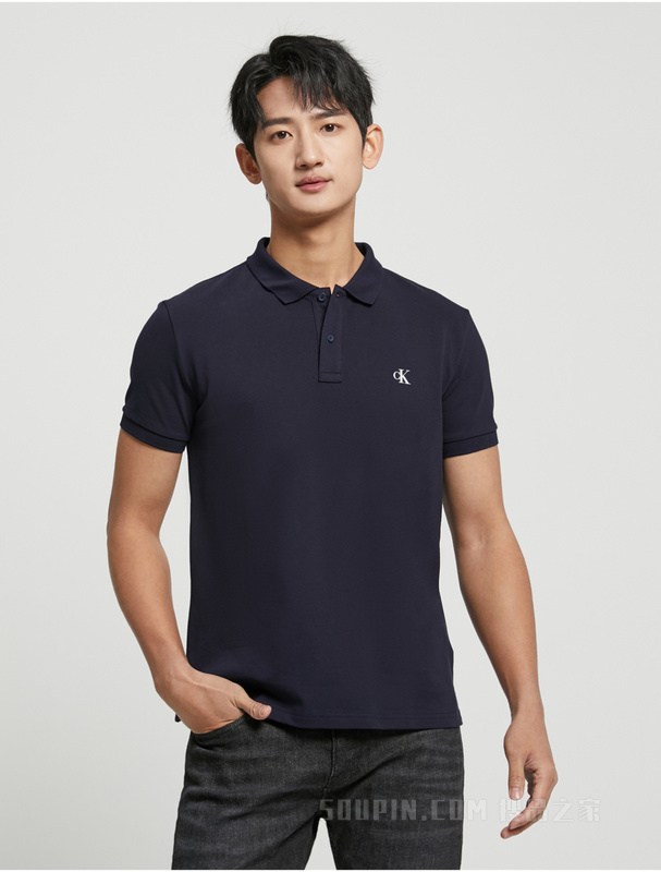 Calvin Klein 23春季新款男士简约撞色LOGO翻领透气短袖POLO衫J322253