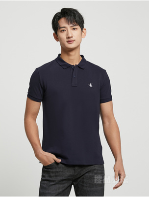 Calvin Klein 23春季新款男士简约撞色LOGO翻领透气短袖POLO衫J322253