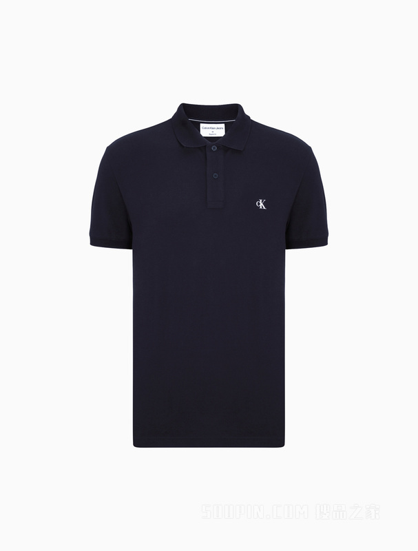 Calvin Klein 23春季新款男士简约撞色LOGO翻领透气短袖POLO衫J322253