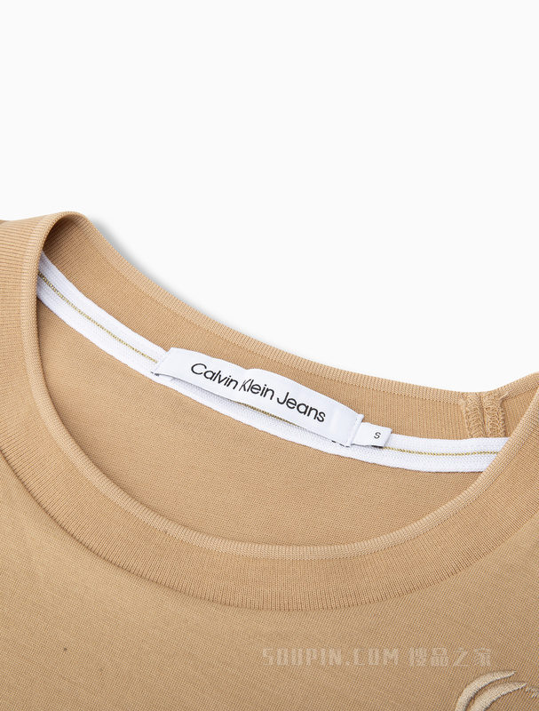 Calvin Klein 23春季新款女士时尚正反LOGO丝光棉垂顺透气短T恤J220801