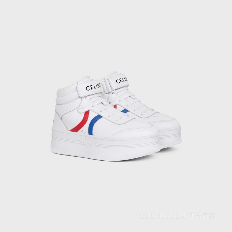 BLOCK固定带装饰中跟牛皮革坡跟运动鞋 24928