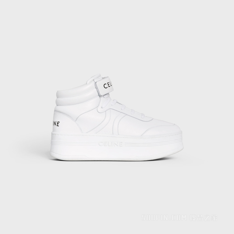 BLOCK固定带装饰中跟牛皮革坡跟运动鞋 24928