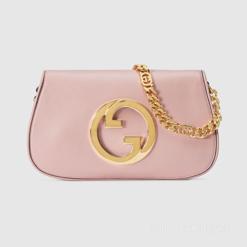 Gucci Blondie系列肩背包 浅粉色皮革