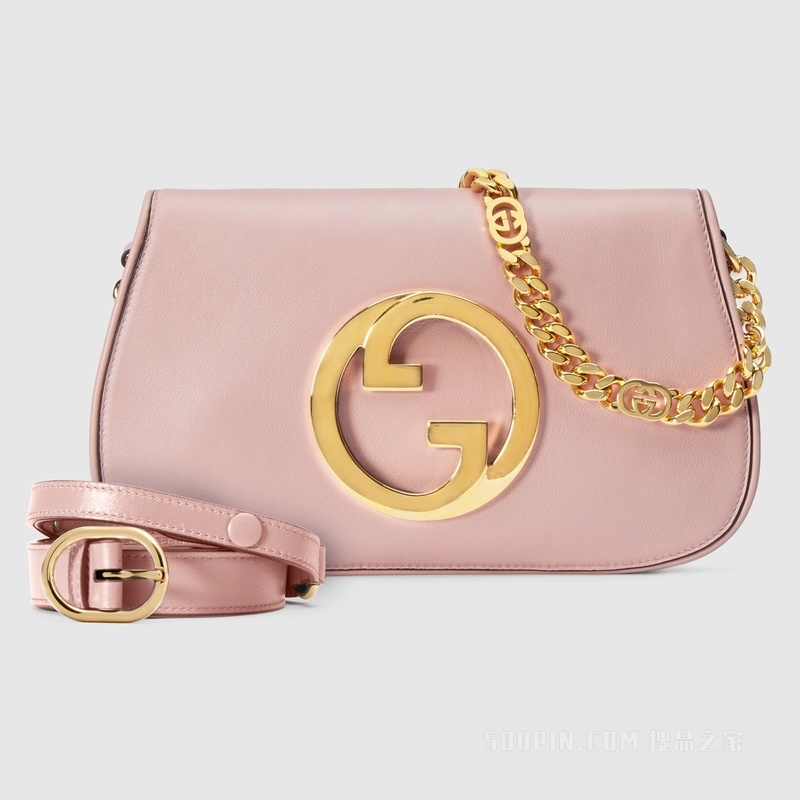 Gucci Blondie系列肩背包 浅粉色皮革