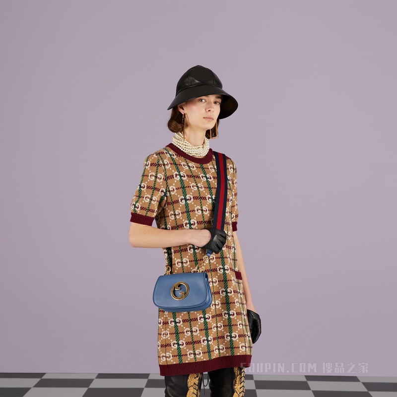 Gucci Blondie系列迷你手袋 浅蓝色皮革