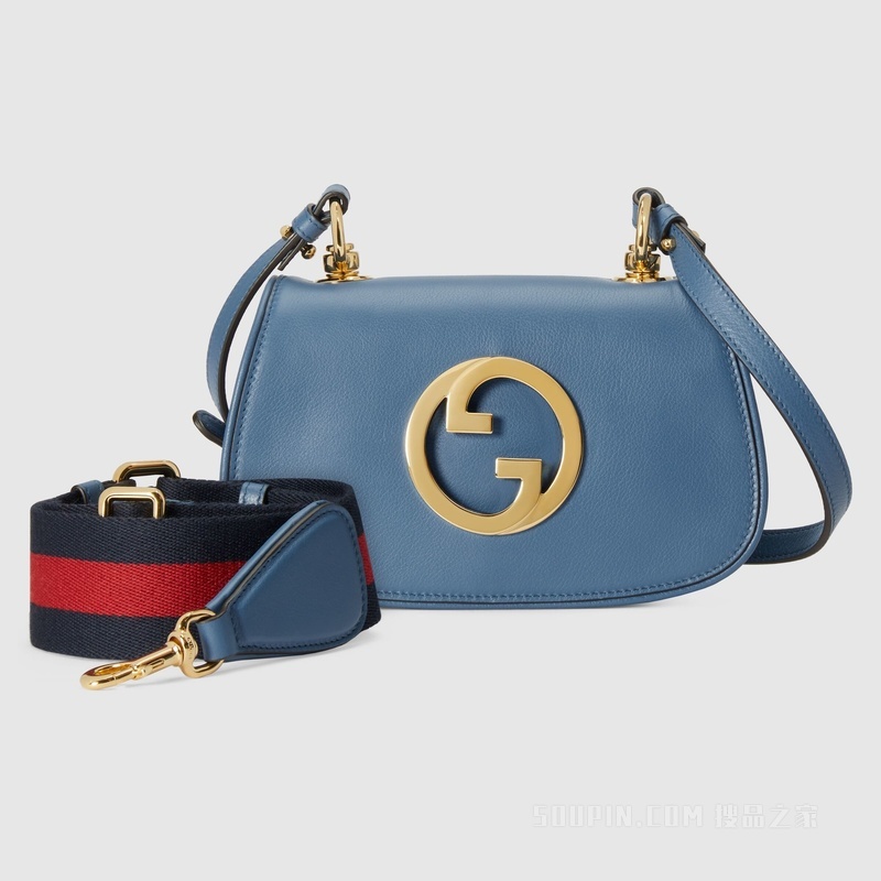 Gucci Blondie系列迷你手袋 浅蓝色皮革